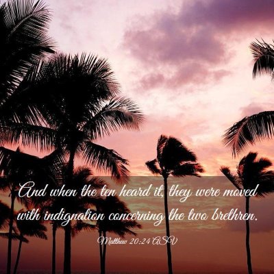 Picture 03 - Matthew 20:24 ASV - And when the ten heard it, they were moved with - Bible Verse Picture