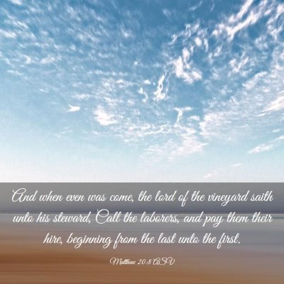 Picture 03 - Matthew 20:8 ASV - And when even was come, the lord of the vineyard - Bible Verse Picture
