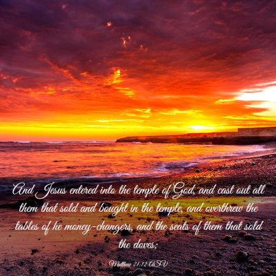 Picture 03 - Matthew 21:12 ASV - And Jesus entered into the temple of God, and - Bible Verse Picture