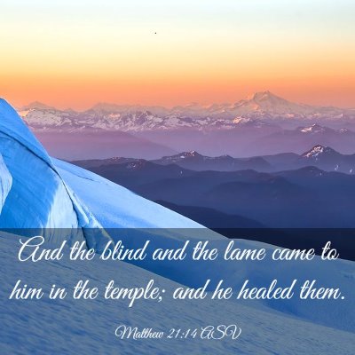 Picture 03 - Matthew 21:14 ASV - And the blind and the lame came to him in the - Bible Verse Picture