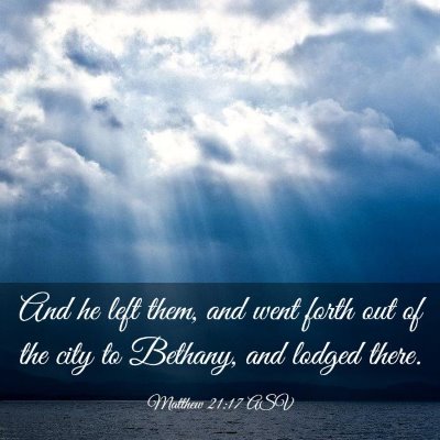 Picture 03 - Matthew 21:17 ASV - And he left them, and went forth out of the city - Bible Verse Picture