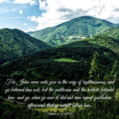 Picture 03 - Matthew 21:32 ASV - For John came unto you in the way of - Bible Verse Picture