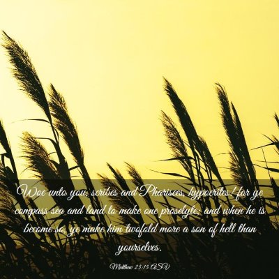Picture 03 - Matthew 23:15 ASV - Woe unto you, scribes and Pharisees, hypocrites! - Bible Verse Picture