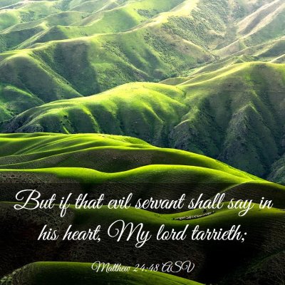 Picture 03 - Matthew 24:48 ASV - But if that evil servant shall say in his heart, - Bible Verse Picture
