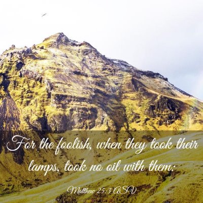 Picture 03 - Matthew 25:3 ASV - For the foolish, when they took their lamps, took - Bible Verse Picture