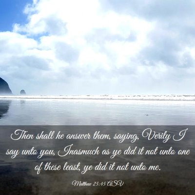Picture 03 - Matthew 25:45 ASV - Then shall he answer them, saying, Verily I say - Bible Verse Picture