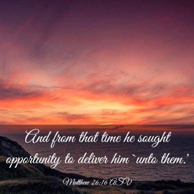 Picture 03 - Matthew 26:16 ASV - And from that time he sought opportunity to - Bible Verse Picture