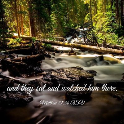 Picture 03 - Matthew 27:36 ASV - and they sat and watched him - Bible Verse Picture
