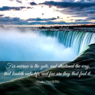 Picture 03 - Matthew 7:14 ASV - For narrow is the gate, and straitened the way, - Bible Verse Picture