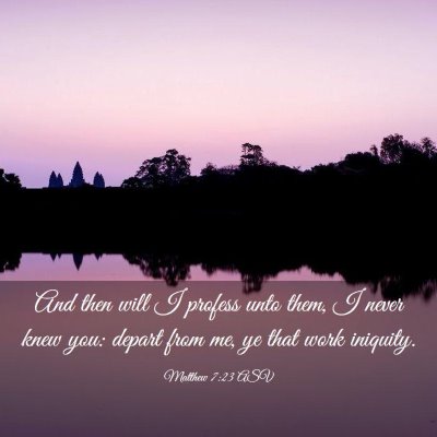 Picture 03 - Matthew 7:23 ASV - And then will I profess unto them, I never knew - Bible Verse Picture