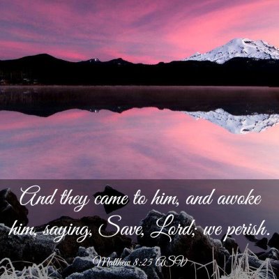 Picture 03 - Matthew 8:25 ASV - And they came to him, and awoke him, saying, - Bible Verse Picture