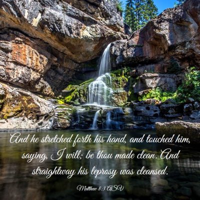 Picture 03 - Matthew 8:3 ASV - And he stretched forth his hand, and touched him, - Bible Verse Picture