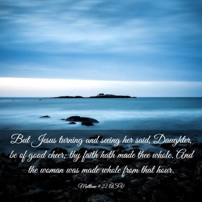 Picture 03 - Matthew 9:22 ASV - But Jesus turning and seeing her said, Daughter, - Bible Verse Picture