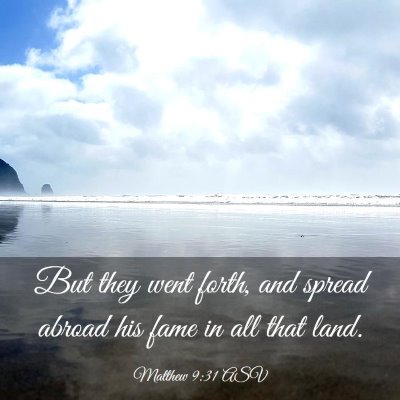 Picture 03 - Matthew 9:31 ASV - But they went forth, and spread abroad his fame - Bible Verse Picture