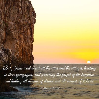 Picture 03 - Matthew 9:35 ASV - And Jesus went about all the cities and the - Bible Verse Picture