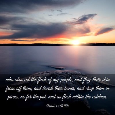 Picture 03 - Micah 3:3 ASV - who also eat the flesh of my people, and flay - Bible Verse Picture