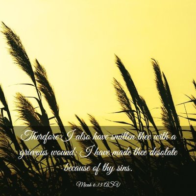 Picture 03 - Micah 6:13 ASV - Therefore I also have smitten thee with a - Bible Verse Picture
