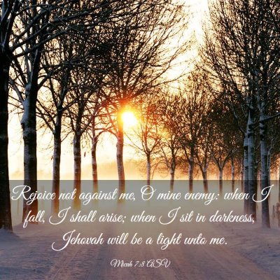 Picture 03 - Micah 7:8 ASV - Rejoice not against me, O mine enemy: when I - Bible Verse Picture