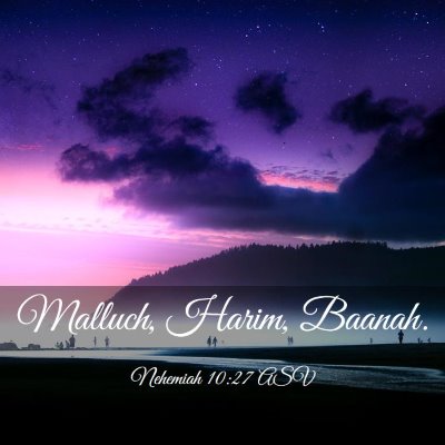 Picture 03 - Nehemiah 10:27 ASV - Malluch, Harim, - Bible Verse Picture
