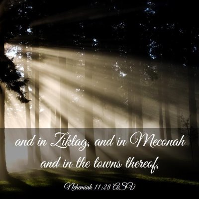 Picture 03 - Nehemiah 11:28 ASV - and in Ziklag, and in Meconah and in the towns - Bible Verse Picture