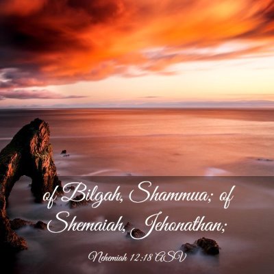 Picture 03 - Nehemiah 12:18 ASV - of Bilgah, Shammua; of Shemaiah, - Bible Verse Picture