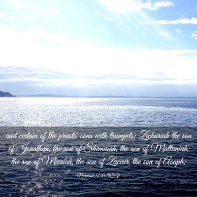 Picture 03 - Nehemiah 12:35 ASV - and certain of the priests' sons with trumpets: - Bible Verse Picture