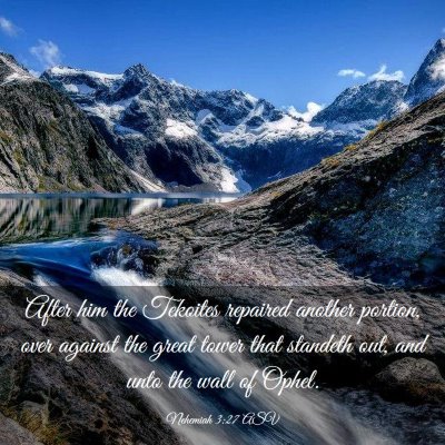 Picture 03 - Nehemiah 3:27 ASV - After him the Tekoites repaired another portion, - Bible Verse Picture
