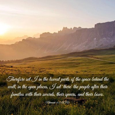 Picture 03 - Nehemiah 4:13 ASV - Therefore set I in the lowest parts of the space - Bible Verse Picture