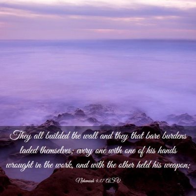 Picture 03 - Nehemiah 4:17 ASV - They all builded the wall and they that bare - Bible Verse Picture
