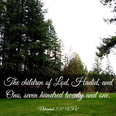 Picture 03 - Nehemiah 7:37 ASV - The children of Lod, Hadid, and Ono, seven - Bible Verse Picture