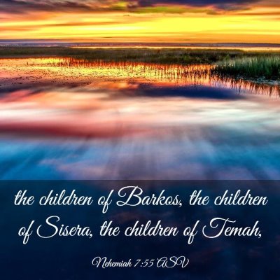 Picture 03 - Nehemiah 7:55 ASV - the children of Barkos, the children of Sisera, - Bible Verse Picture