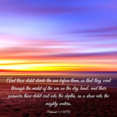 Picture 03 - Nehemiah 9:11 ASV - And thou didst divide the sea before them, so - Bible Verse Picture