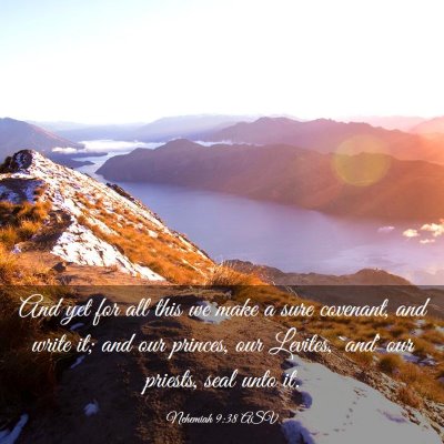 Picture 03 - Nehemiah 9:38 ASV - And yet for all this we make a sure covenant, and - Bible Verse Picture