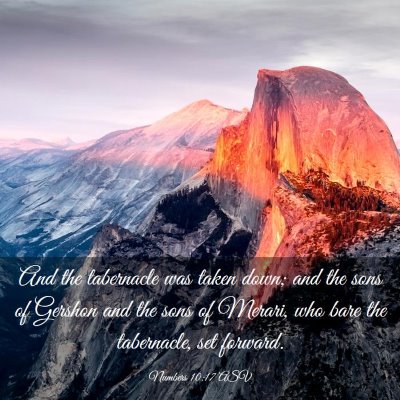 Picture 03 - Numbers 10:17 ASV - And the tabernacle was taken down; and the sons - Bible Verse Picture