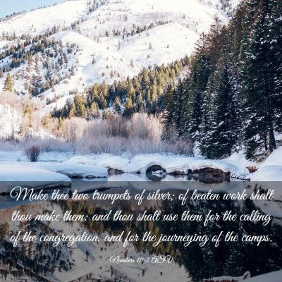 Picture 03 - Numbers 10:2 ASV - Make thee two trumpets of silver; of beaten work - Bible Verse Picture