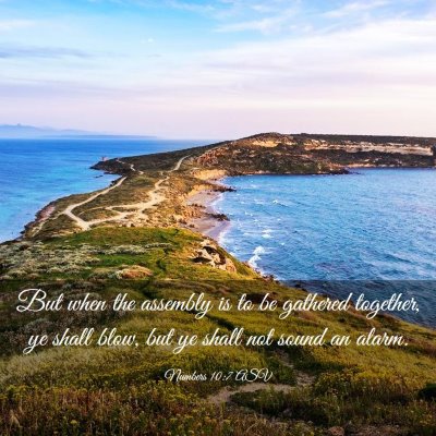 Picture 03 - Numbers 10:7 ASV - But when the assembly is to be gathered together, - Bible Verse Picture