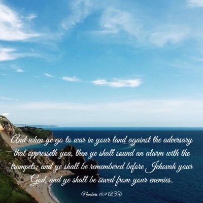 Picture 03 - Numbers 10:9 ASV - And when ye go to war in your land against the - Bible Verse Picture