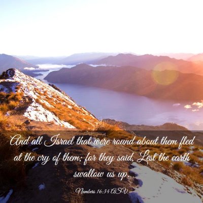 Picture 03 - Numbers 16:34 ASV - And all Israel that were round about them fled at - Bible Verse Picture