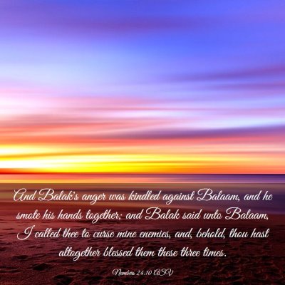 Picture 03 - Numbers 24:10 ASV - And Balak's anger was kindled against Balaam, and - Bible Verse Picture