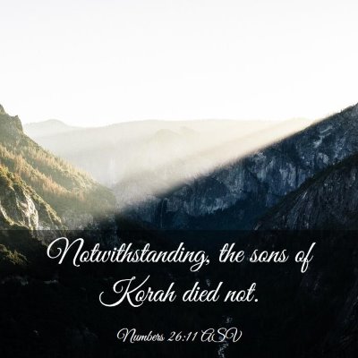 Picture 03 - Numbers 26:11 ASV - Notwithstanding, the sons of Korah died - Bible Verse Picture