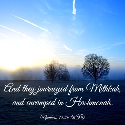 Picture 03 - Numbers 33:29 ASV - And they journeyed from Mithkah, and encamped in - Bible Verse Picture