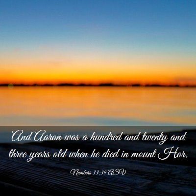 Picture 03 - Numbers 33:39 ASV - And Aaron was a hundred and twenty and three - Bible Verse Picture