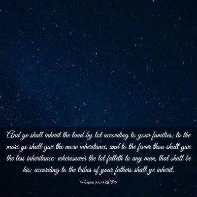 Picture 03 - Numbers 33:54 ASV - And ye shall inherit the land by lot according to - Bible Verse Picture