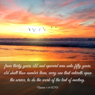 Picture 03 - Numbers 4:30 ASV - from thirty years old and upward even unto fifty - Bible Verse Picture