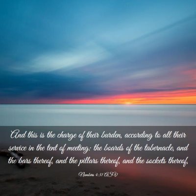 Picture 03 - Numbers 4:31 ASV - And this is the charge of their burden, according - Bible Verse Picture