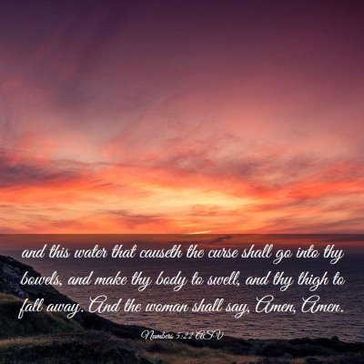 Picture 03 - Numbers 5:22 ASV - and this water that causeth the curse shall go - Bible Verse Picture