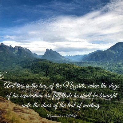 Picture 03 - Numbers 6:13 ASV - And this is the law of the Nazirite, when the - Bible Verse Picture