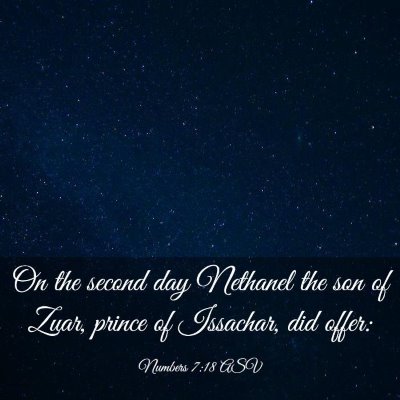 Picture 03 - Numbers 7:18 ASV - On the second day Nethanel the son of Zuar, - Bible Verse Picture