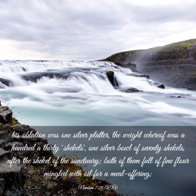 Picture 03 - Numbers 7:79 ASV - his oblation was one silver platter, the weight - Bible Verse Picture