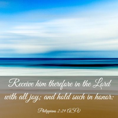 Picture 03 - Philippians 2:29 ASV - Receive him therefore in the Lord with all joy; - Bible Verse Picture